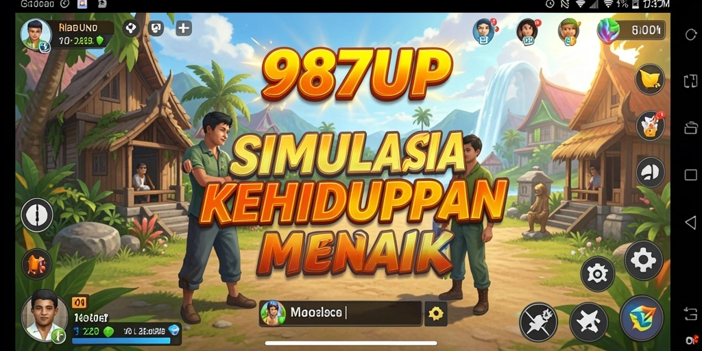Tangkapan layar menunjukkan gameplay interaktif dan karakter di 987UP.