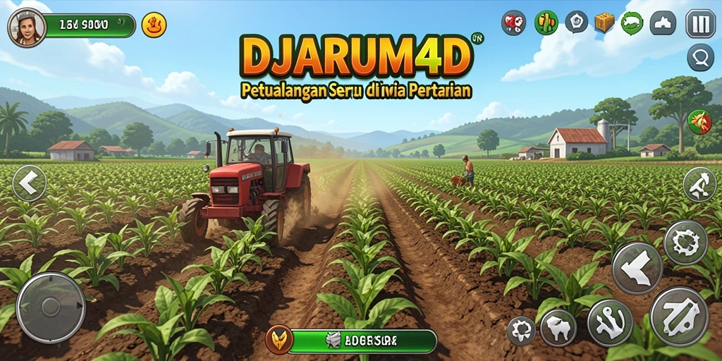 Tangkapan layar gameplay DJARUM4D yang menggambarkan kegiatan bertani.