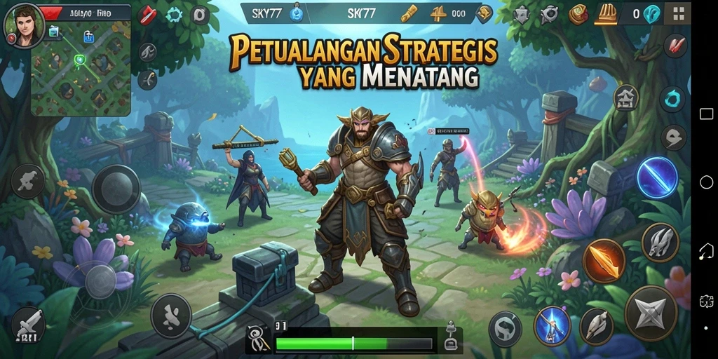 Tangkapan layar dari gameplay SKY77 menampilkan pertarungan strategis yang mendebarkan.
