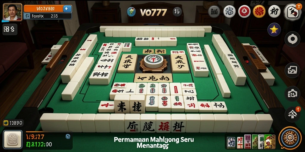 Tampilan gameplay VO777 yang menampilkan strategi Mahjong yang mendebarkan.